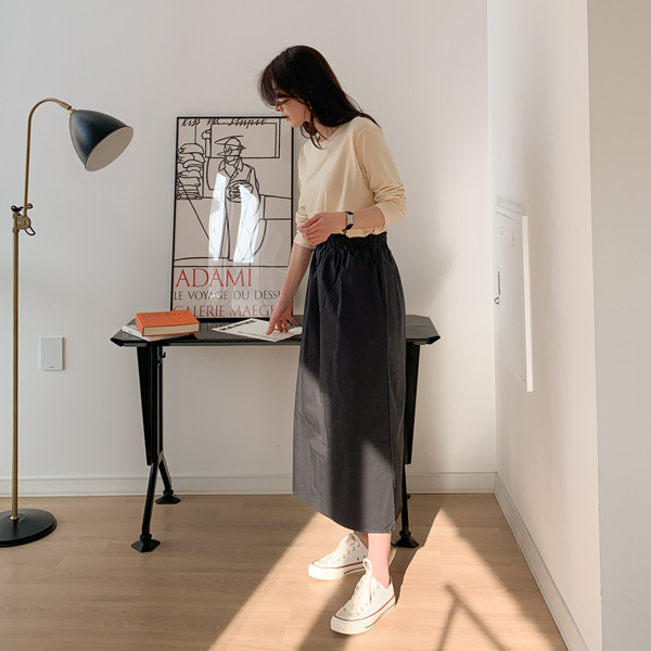 Daily Cotton Banding Long Skirt