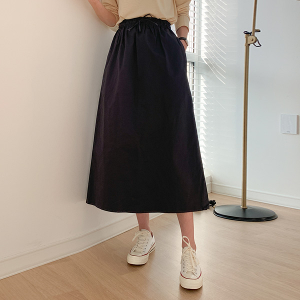 Daily Cotton Banding Long Skirt