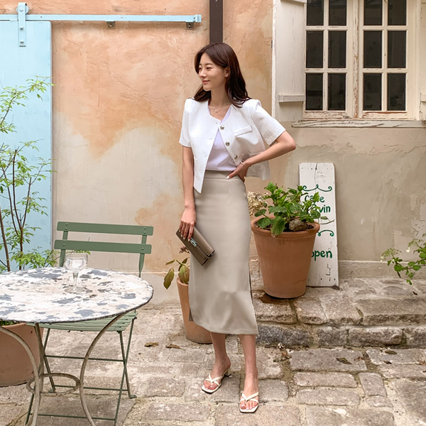 <b>[Limited Quantity SALE]</b> Rogen Slit H-line Skirt (SL)