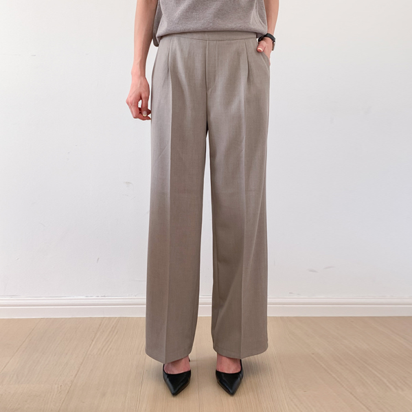 <b>[Limited Quantity SALE]</b> Beni Side Button Back Banding Wide Slacks (SL)