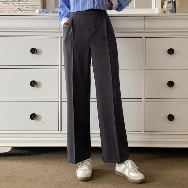 <b>[Limited Quantity SALE]</b> Beni Side Button Back Banding Wide Slacks (SL)