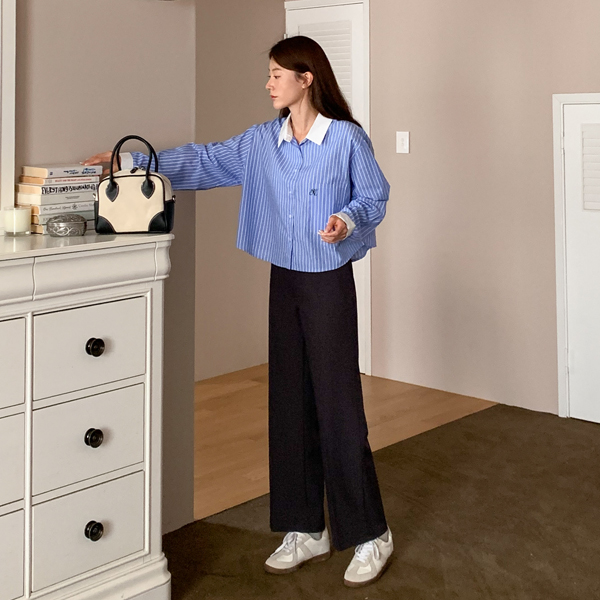 <b>[Limited Quantity SALE]</b> Beni Side Button Back Banding Wide Slacks (SL)