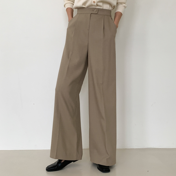 <b>[Limited Quantity SALE]</b> Presso Back Banding Pin Tuck Wide Slacks (SL)