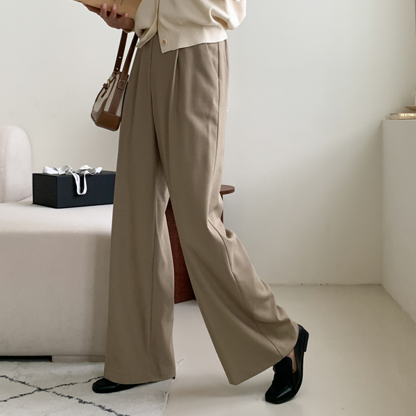 <b>[Limited Quantity SALE]</b> Presso Back Banding Pin Tuck Wide Slacks (SL)