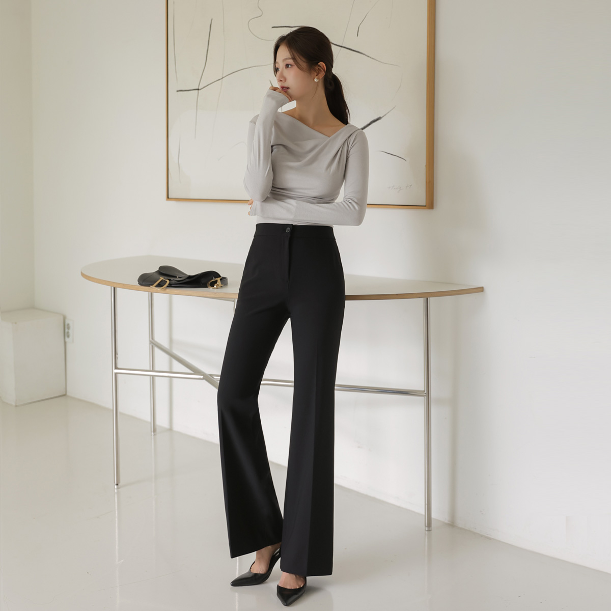 W Banding Span Boot cut Slacks(SL)