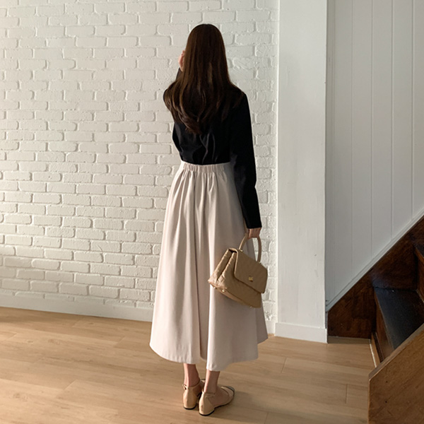 Line Pintuck Peach Flare Skirt (ver.Winter)