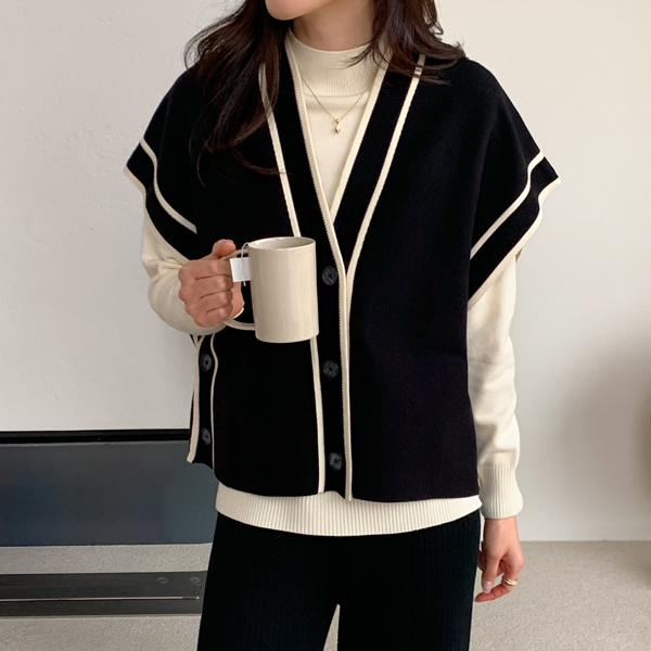 Camille Poncho Button Knit Vest