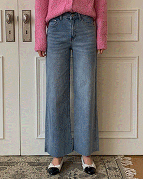 <b>[Limited Quantity SALE]</b> Attachment Back Banding Wide Denim Pants (3% Span)