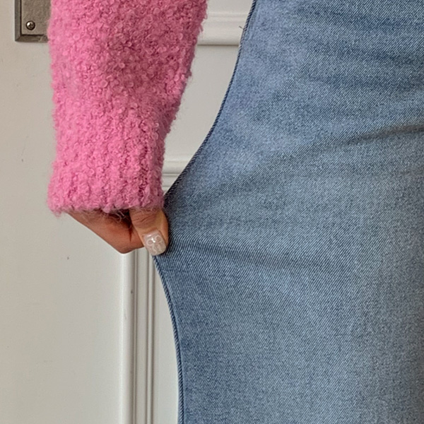 <b>[Limited Quantity SALE]</b> Attachment Back Banding Wide Denim Pants (3% Span)