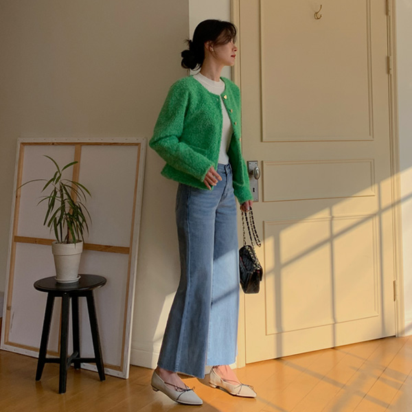 <b>[Limited Quantity SALE]</b> Attachment Back Banding Wide Denim Pants (3% Span)