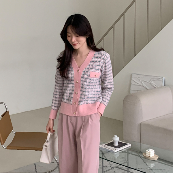 Romi pastel Tweed Knit Cardigan