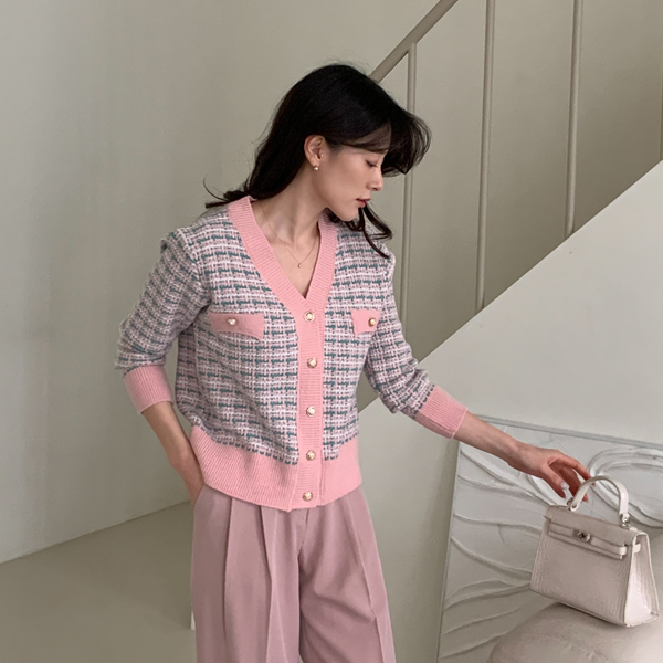 <b>[Limited Quantity SALE]</b> Romi Pastel Tweed Knit Cardigan