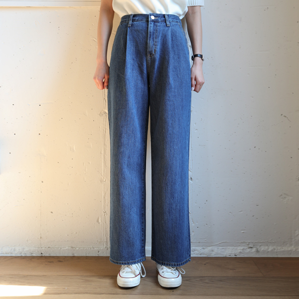 <b>[Limited Quantity SALE]</b> Doven Pintuck Wide Denim Pants (SL)
