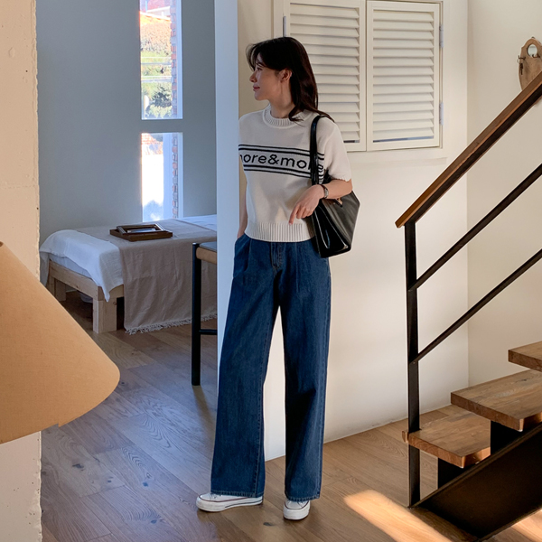 <b>[Limited Quantity SALE]</b> Doven Pintuck Wide Denim Pants (SL)