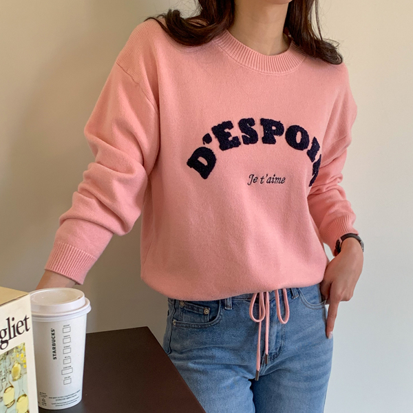 <font color="bb4b57"><b>Limited quantity SALE</b></font><br> D'Espoir Lettering Knit