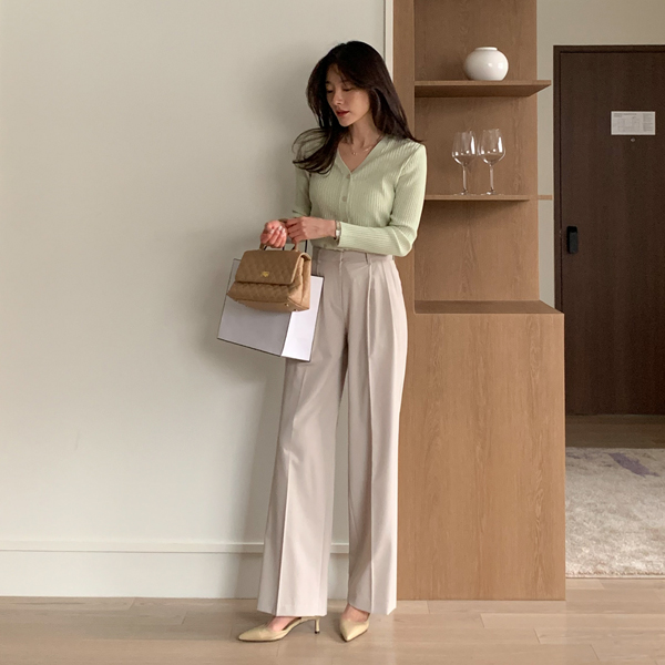 <b>[Limited Quantity SALE]</b> Mode Two-Pin Tuck Wide Slacks (SL)