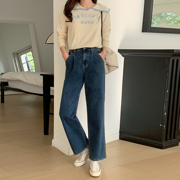 <b>[Limited Quantity SALE]</b> Fredel Pintuck Span Wide Denim Pants (ver. Spring) (SL)