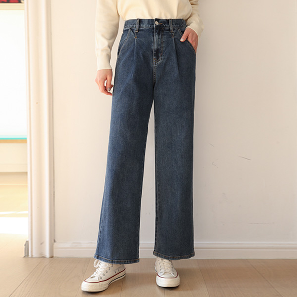 <b>[Limited Quantity SALE]</b> Fredel Pintuck Span Wide Denim Pants (ver. Spring) (SL)