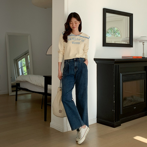 <b>[Limited Quantity SALE]</b> Fredel Pintuck Span Wide Denim Pants (ver. Spring) (SL)