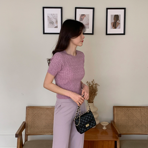 Cashpallet short sleeve cable knit