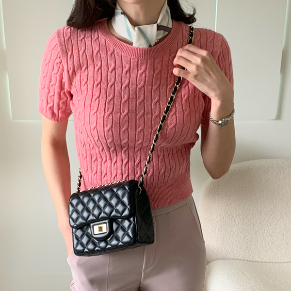 Cashpallet short sleeve cable knit