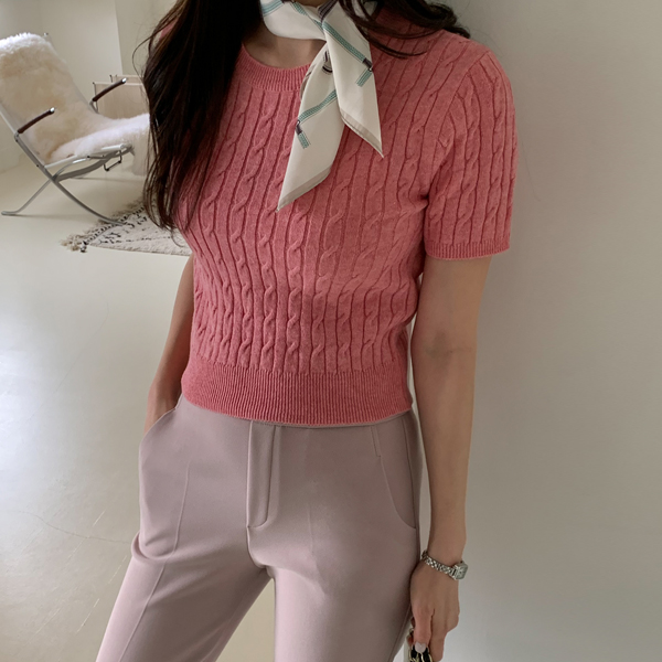 Cashpallet short sleeve cable knit