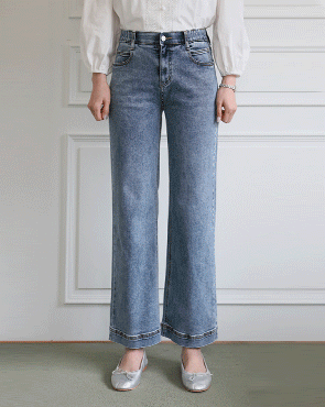 <b>[Limited Quantity SALE]</b> Cushion Span Wide Hidden Banding Denim Pants (SL)