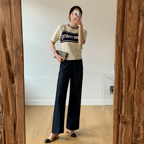 <font color="bb4b57"><b>Limited quantity SALE</b></font><br> Safety zipper one-piece wide denim slacks (S-XL)