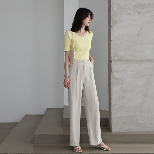 <b>[Made]</b> Cool Touch Summer Attachment Charang Pin Tuck Slacks