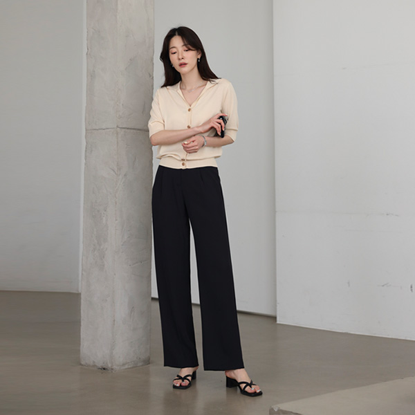 <b>[Made]</b> Cool Touch Summer Attachment Charang Pin Tuck Slacks
