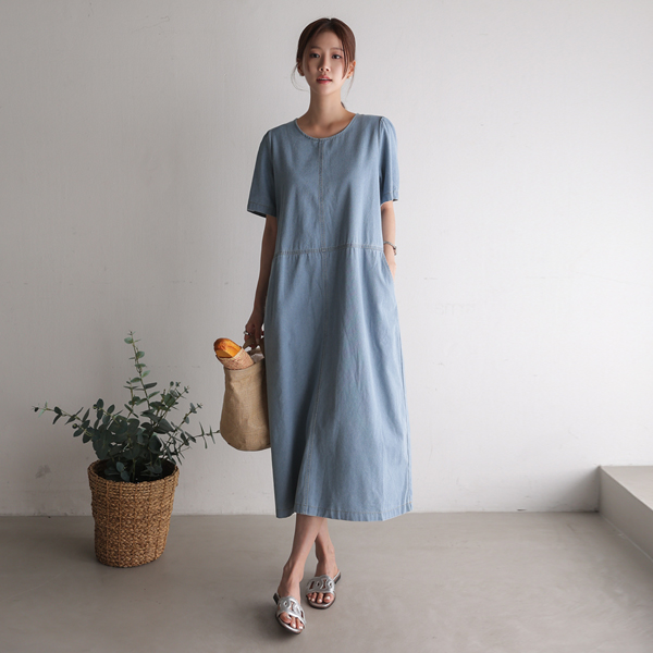 Cotton perfume denim one-piece