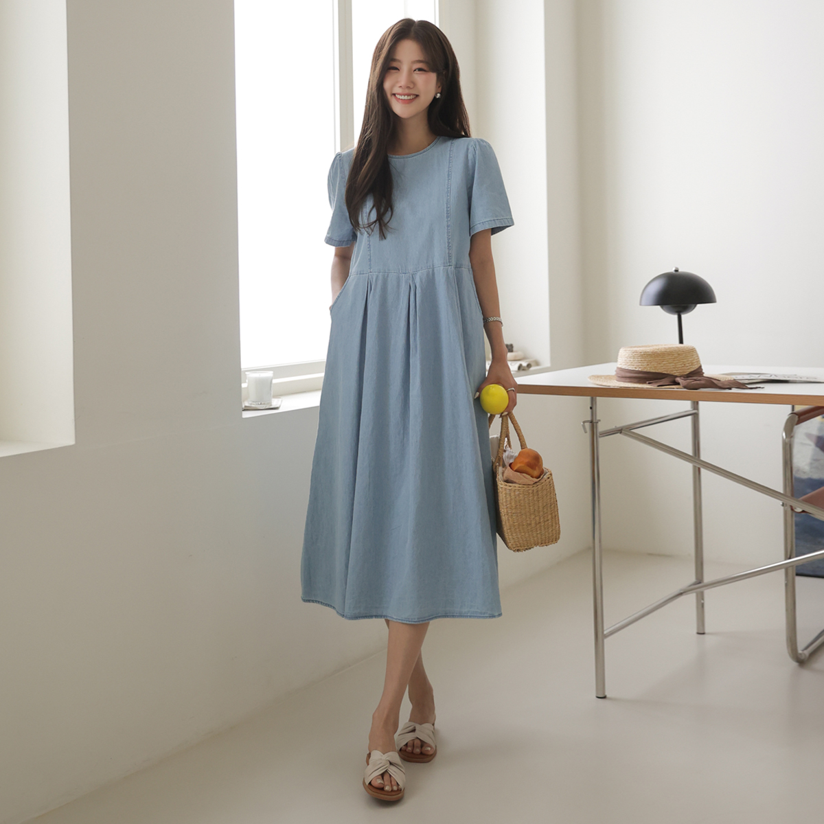 Larapin Tuck Summer Denim One Piece