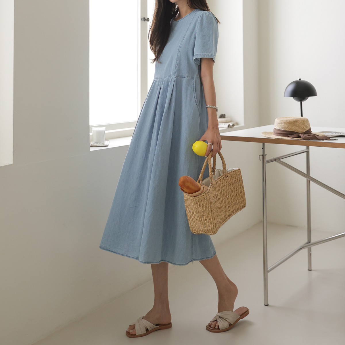 Larapin Tuck Summer Denim One Piece