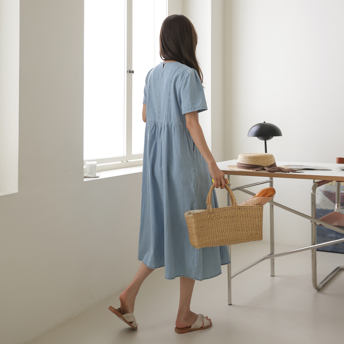 Larapin Tuck Summer Denim One Piece