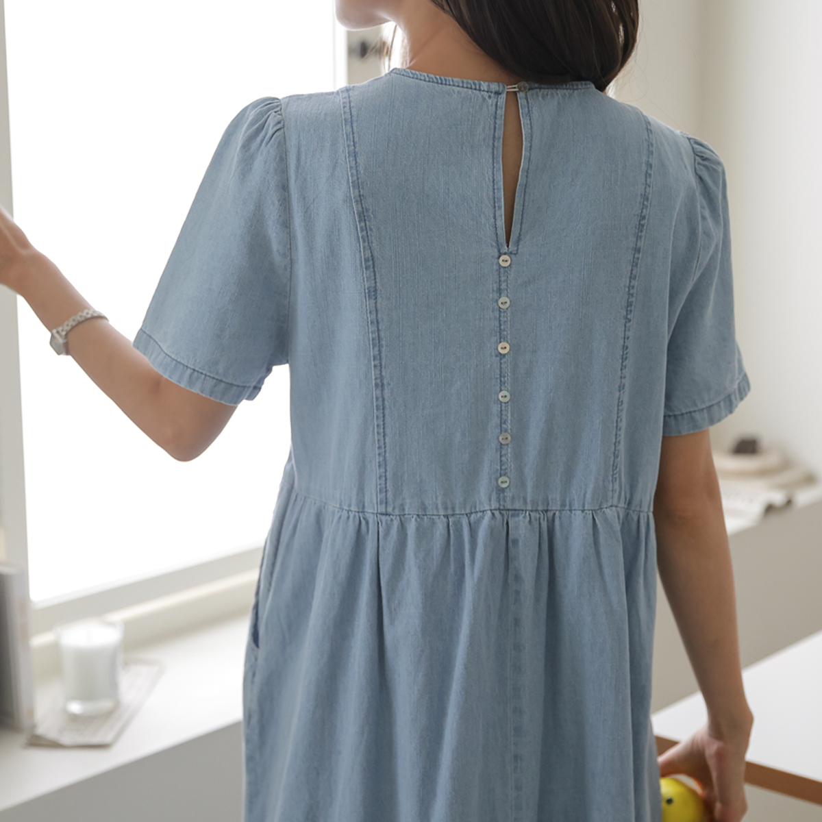 Larapin Tuck Summer Denim One Piece