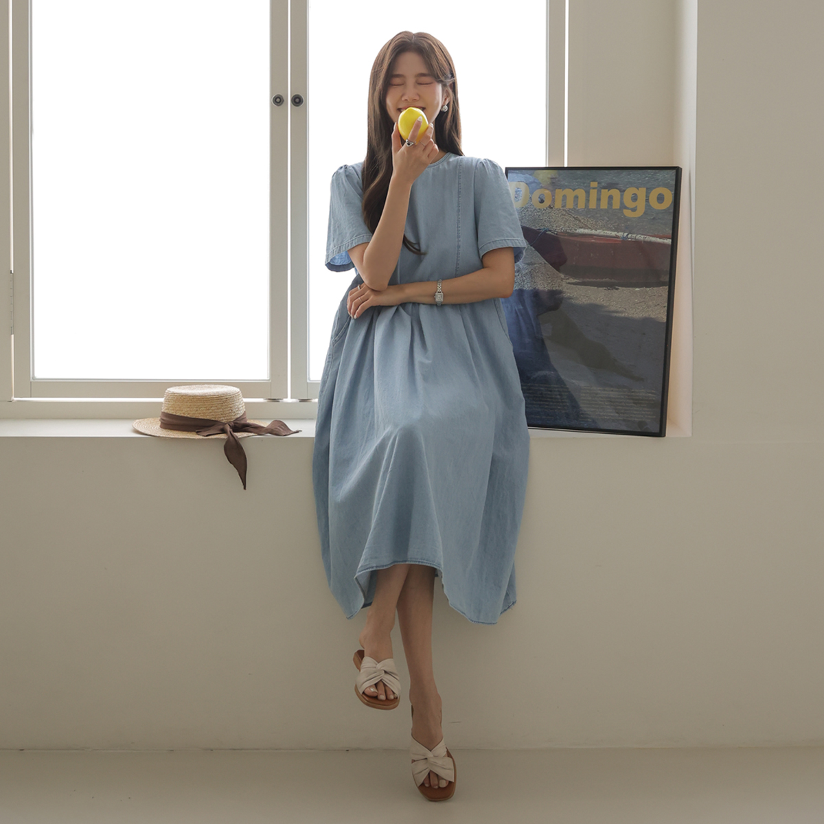 Larapin Tuck Summer Denim One Piece