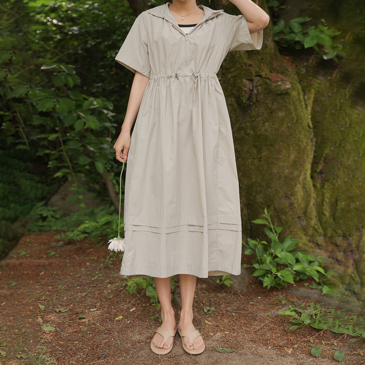 <b>[Limited Quantity SALE]</b> String Hooded Rustling One-Piece