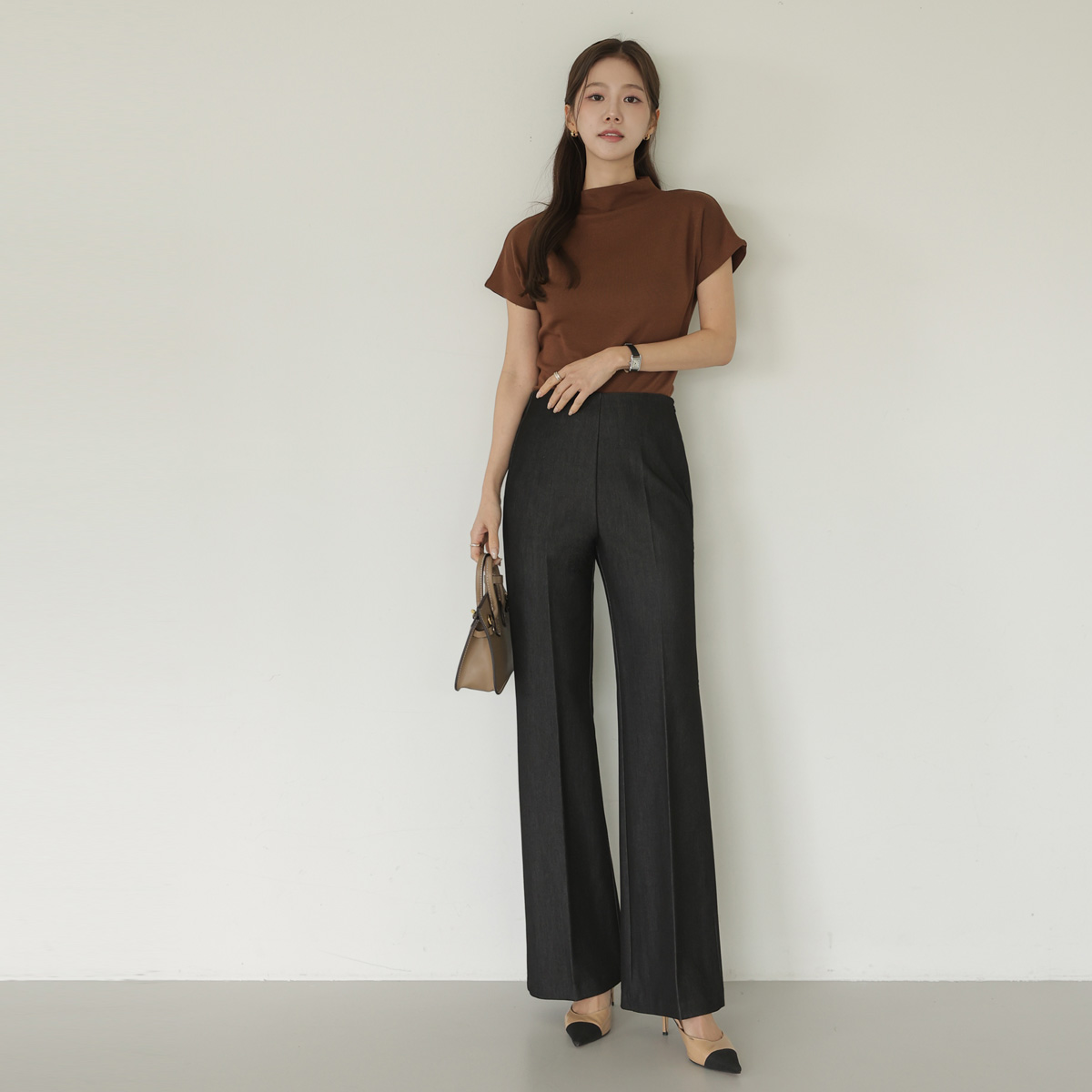 <b>[Limited Quantity SALE]</b> W Banding Span Denim Bootcut Slacks