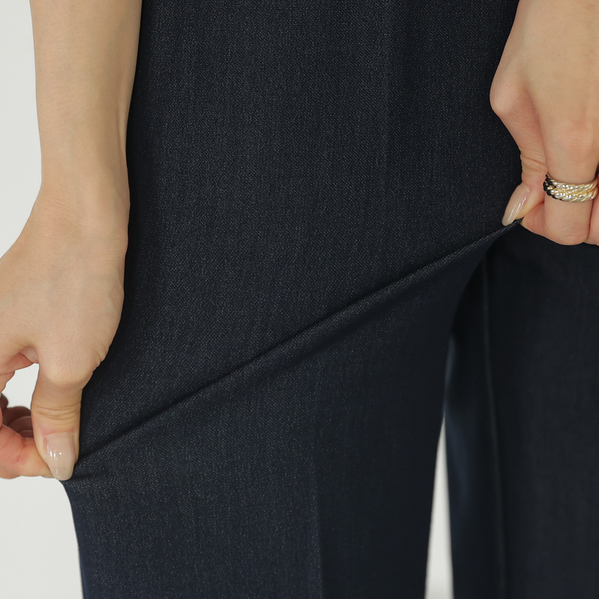 <b>[Limited Quantity SALE]</b> W Banding Span Denim Bootcut Slacks