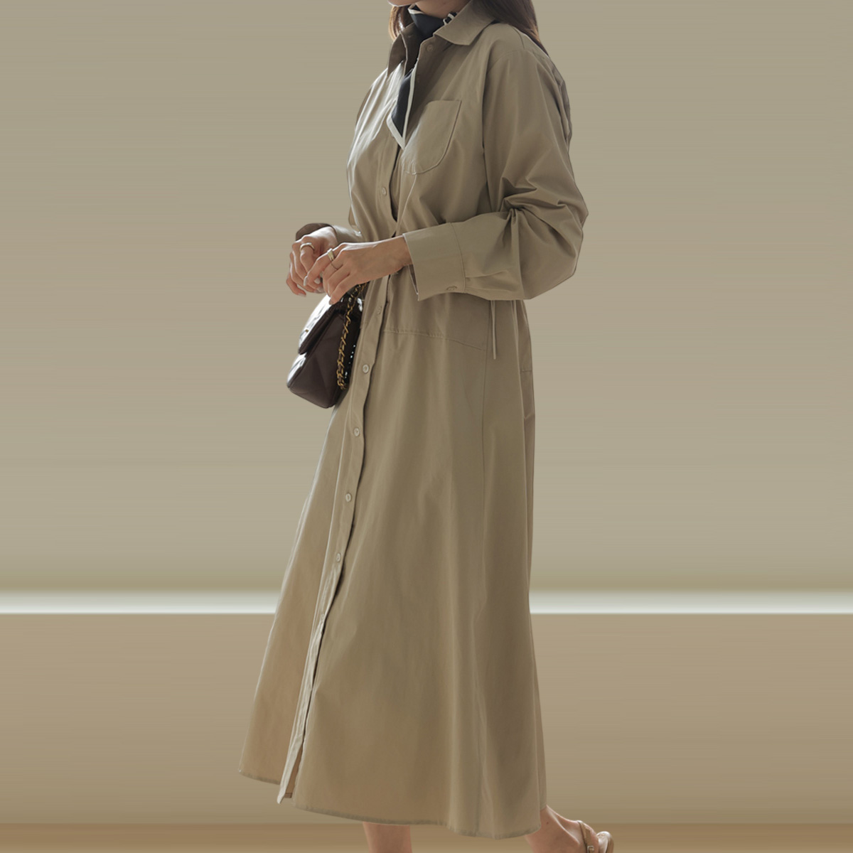 <font color="bb4b57"><b>Limited quantity SALE</b></font><br> Windproof line-adjustable shirt one-piece