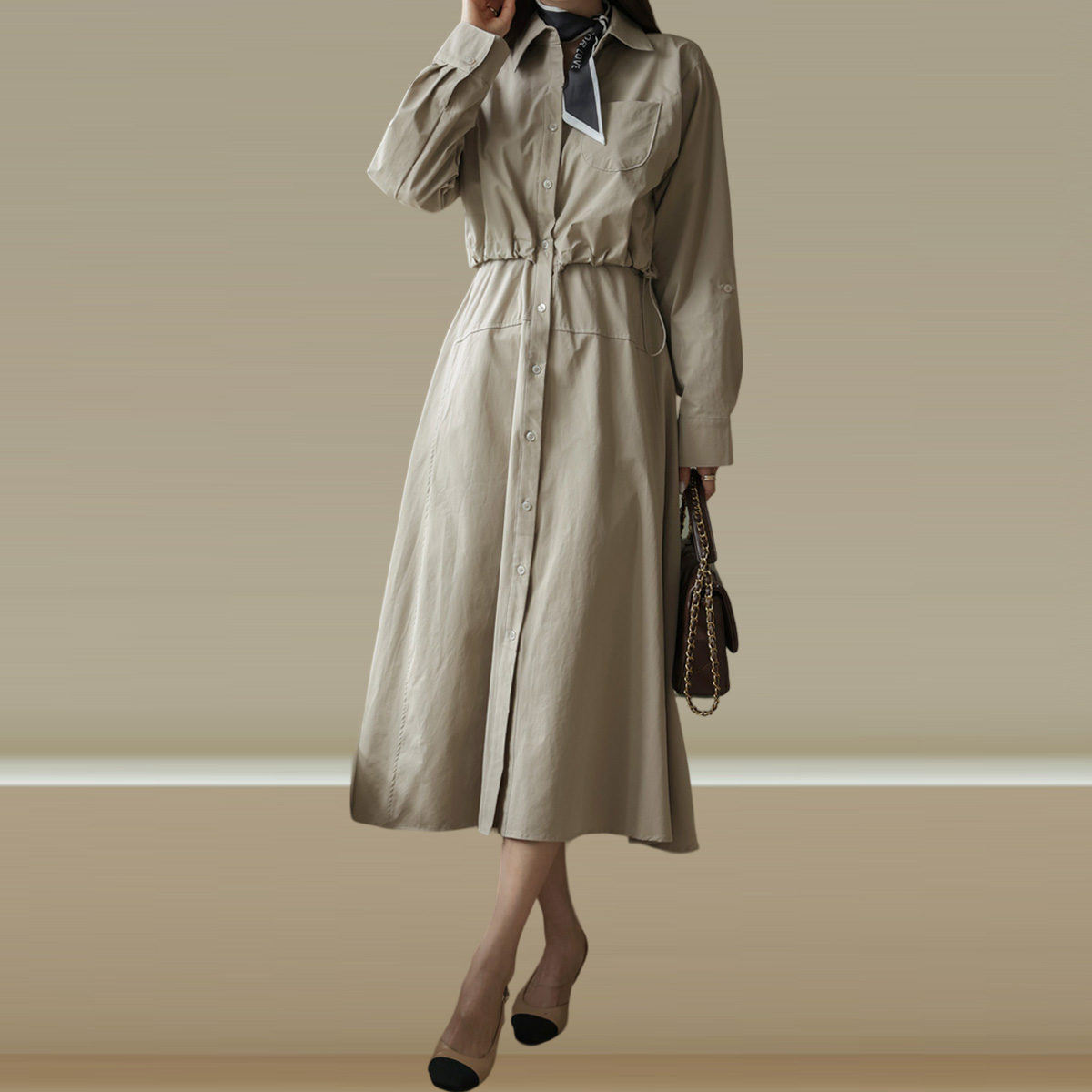 <font color="bb4b57"><b>Limited quantity SALE</b></font><br> Windproof line-adjustable shirt one-piece