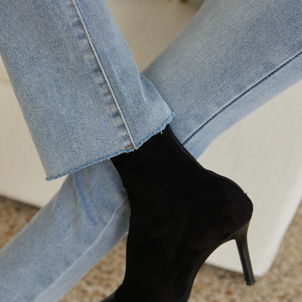 <font color="bb4b57"><b>Limited quantity SALE</b></font><br> 3type Span bootcut denim pants (Long-Short-Regular length) (Band waist) (S-2XL)