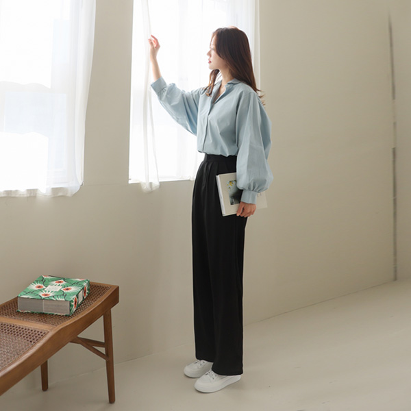<b>[Limited Quantity SALE]</b> S/S 3-type Cheese Pintuck Straight Wide Slacks (Band Waist) (S-2XL)