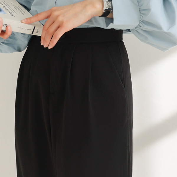 <b>[Limited Quantity SALE]</b> S/S 3-type Cheese Pintuck Straight Wide Slacks (Band Waist) (S-2XL)
