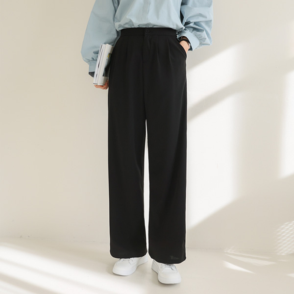 <b>[Limited Quantity SALE]</b> S/S 3-type Cheese Pintuck Straight Wide Slacks (Band Waist) (S-2XL)
