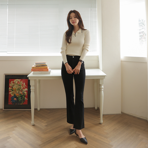 <b>[Limited Quantity SALE]</b> 3 Types of Comfortable Daily Bootcut Black Jeans (Band Waist) (S-2XL)