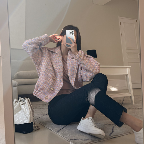 <font color="bb4b57"><b>Limited quantity SALE</b></font><br> Combi tweed rider jacket