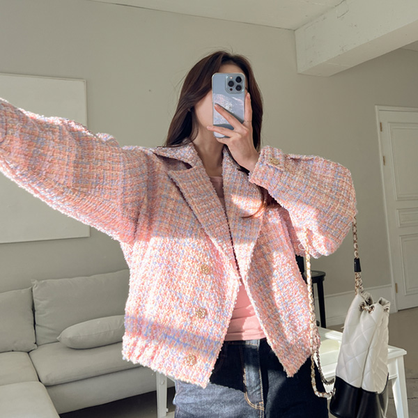 <font color="bb4b57"><b>Limited quantity SALE</b></font><br> Combi tweed rider jacket