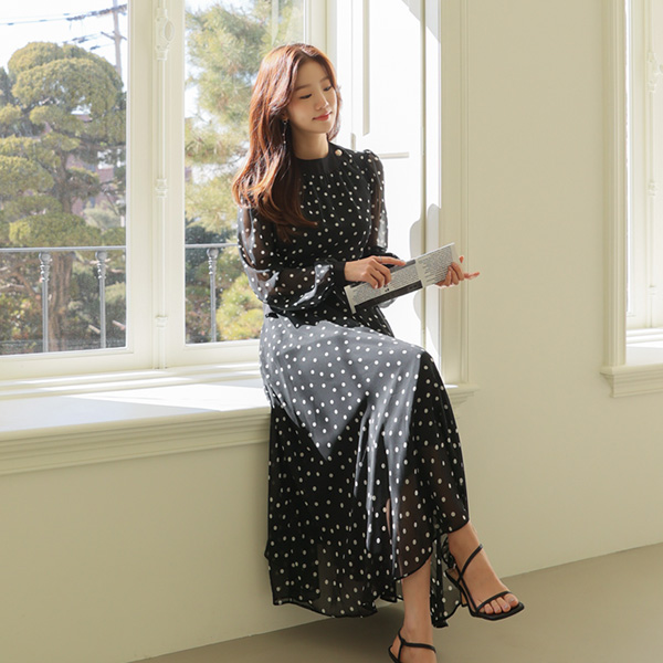 라디에 도트쉬폰원피스