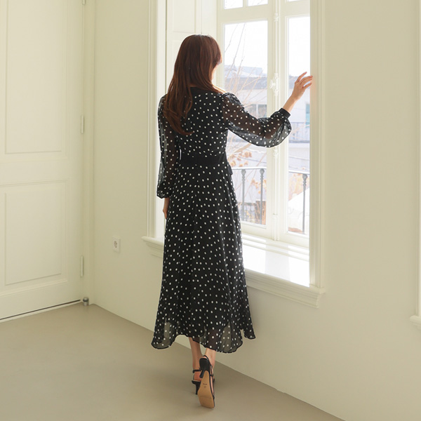 라디에 도트쉬폰원피스